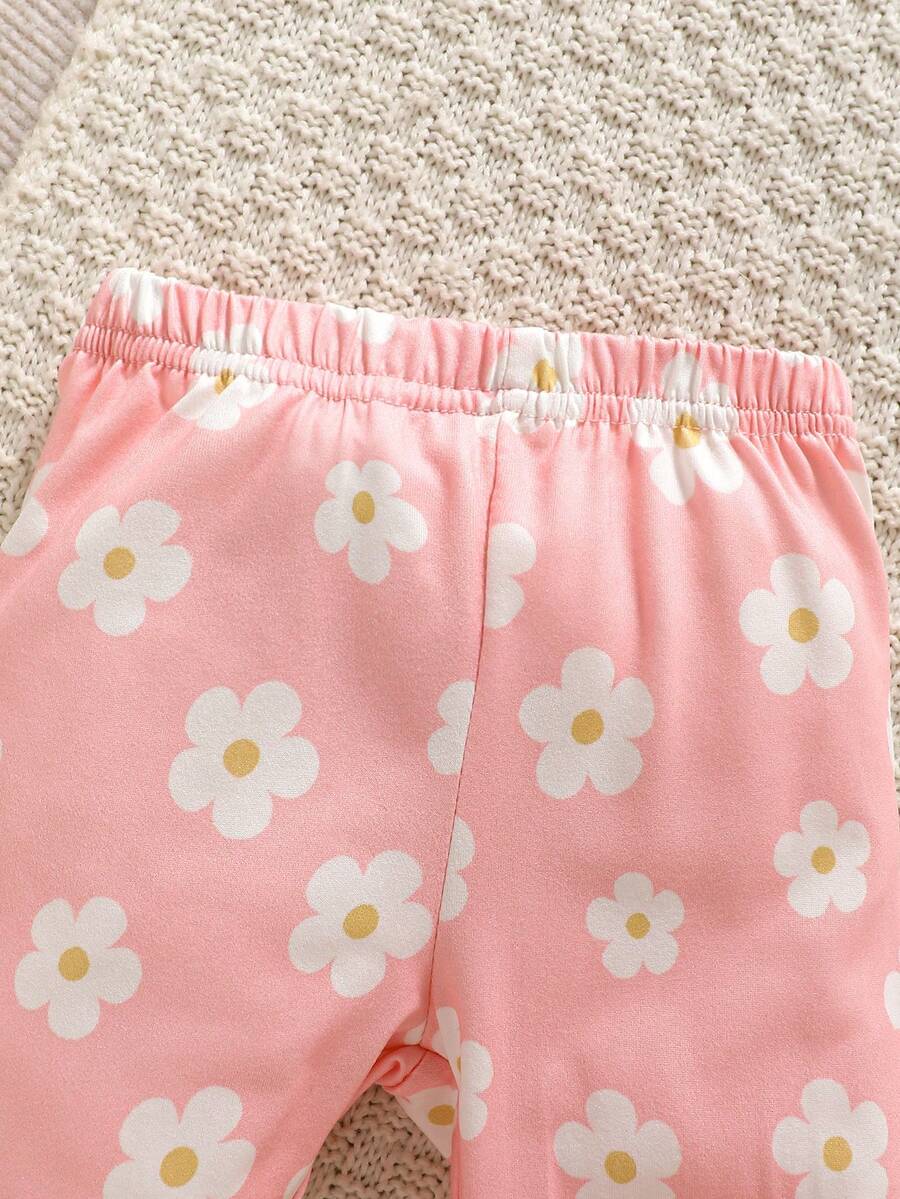 Baby Girl Strawberry Print T Shirt and Pants Set for Cute Summer Daily Wear