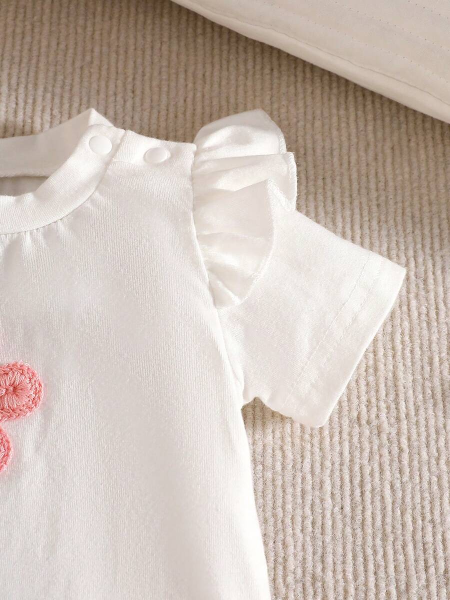 Baby Girl Strawberry Print T Shirt and Pants Set for Cute Summer Daily Wear