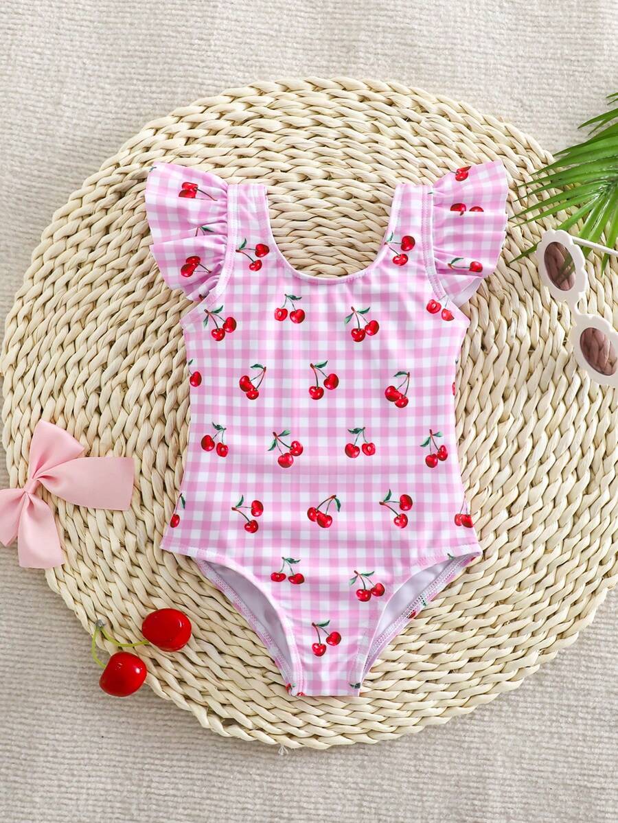 Baby Girls Minimalist Spaghetti Strap One Piece Swimsuit Casual Summer Beachwear