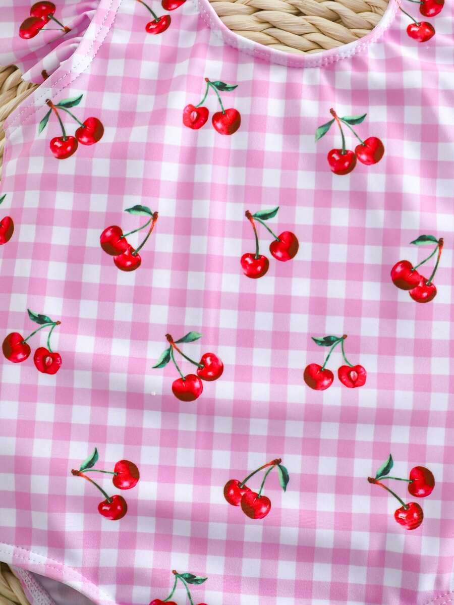 Baby Girls Minimalist Spaghetti Strap One Piece Swimsuit Casual Summer Beachwear