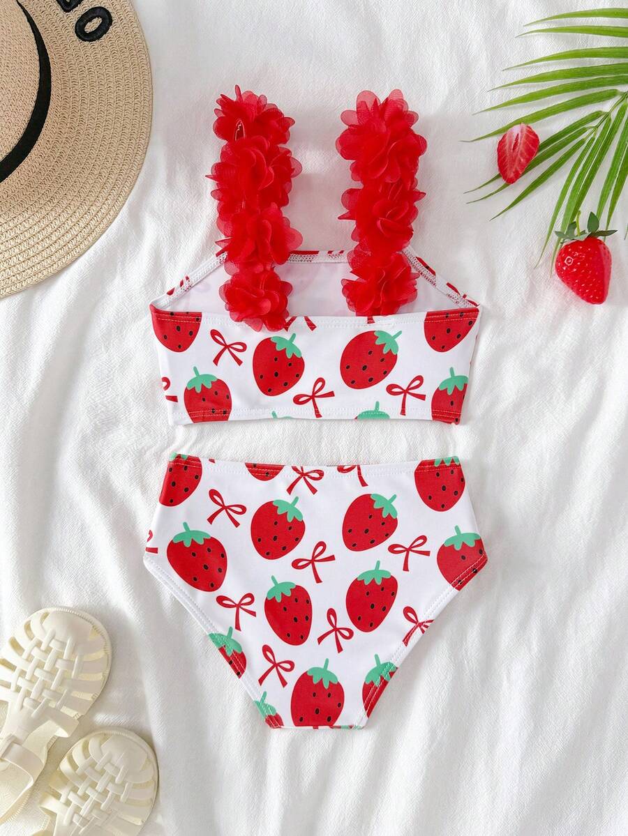 Baby Girls Leopard Print Bikini Set With Ruffle Trim Cute Summer Swimwear