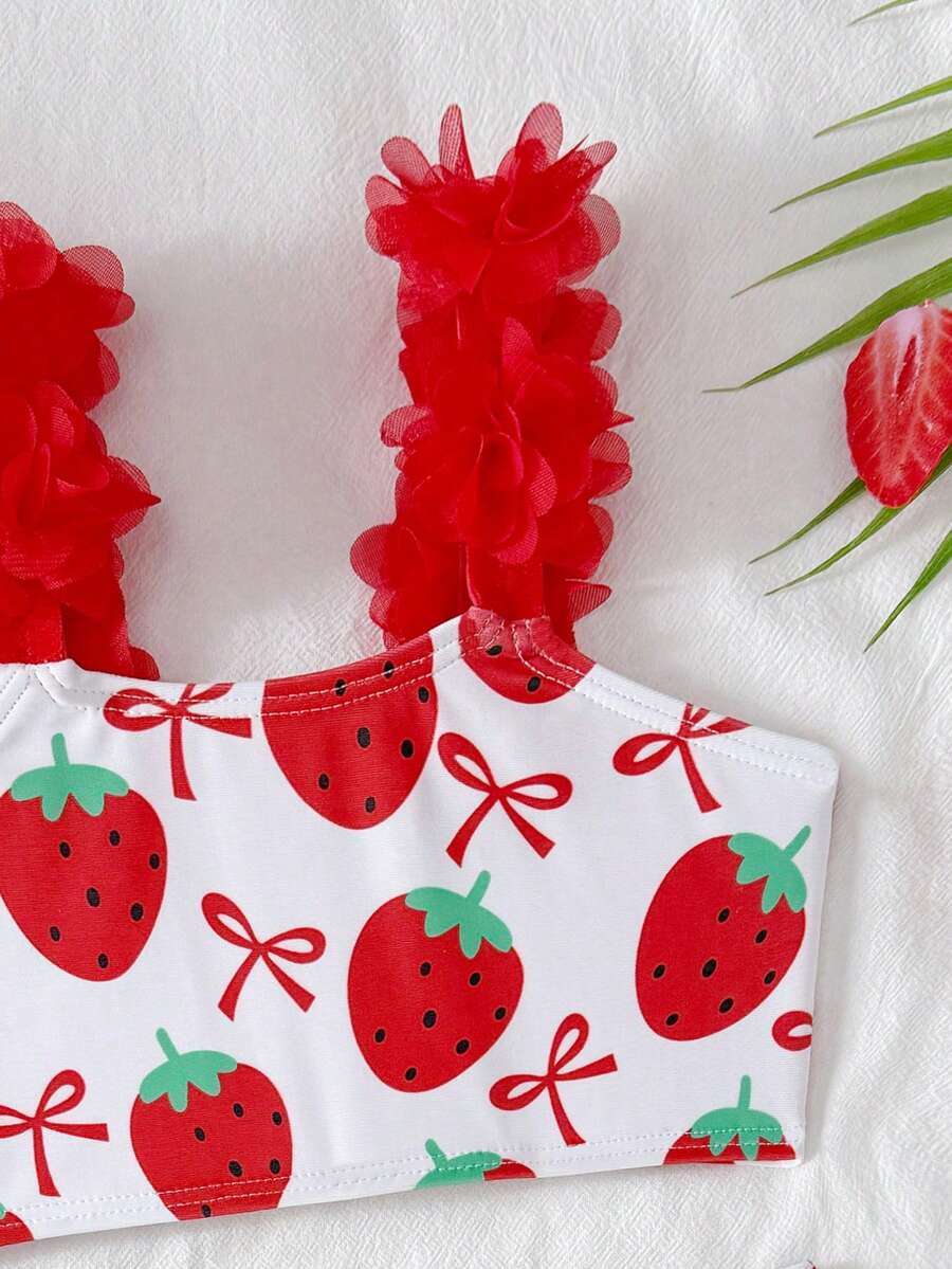 Baby Girls Leopard Print Bikini Set With Ruffle Trim Cute Summer Swimwear