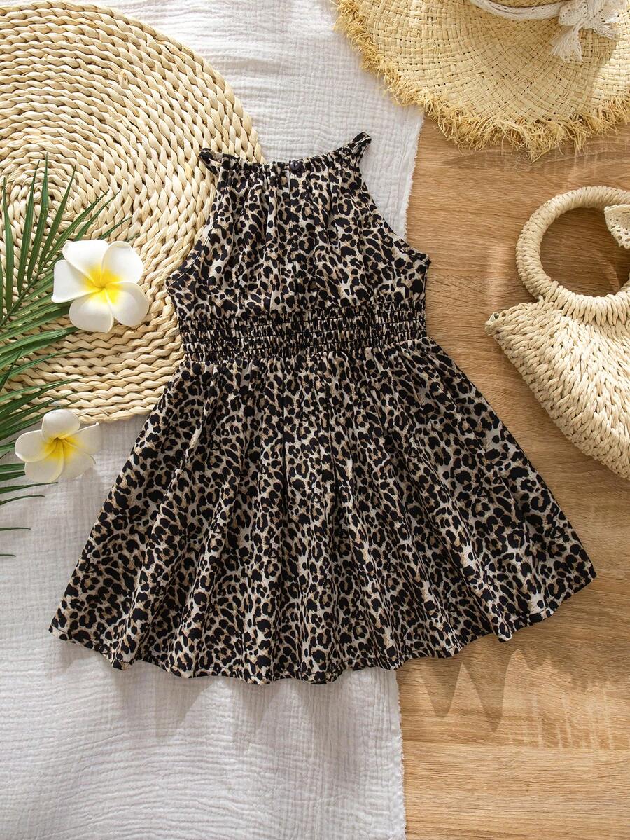 Baby Girl Leopard Print Sleeveless Dress Cute Summer Vacation Outfit Mommy and Me Matching Look