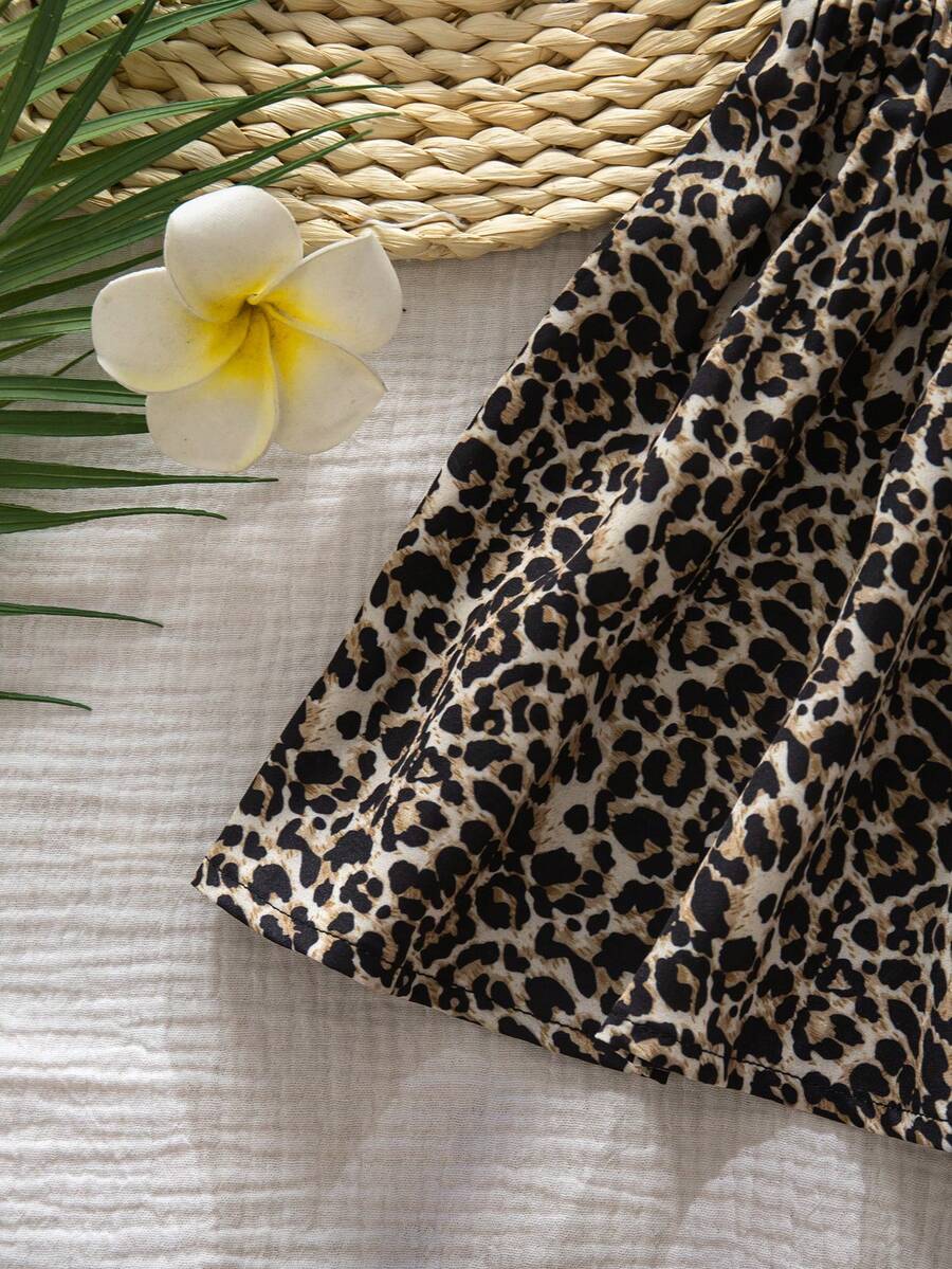 Baby Girl Leopard Print Sleeveless Dress Cute Summer Vacation Outfit Mommy and Me Matching Look
