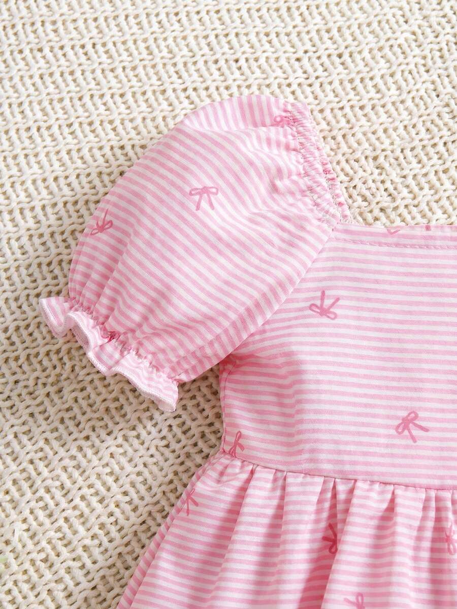 Baby Floral Bubble Sleeve Yellow Dress for Cute Summer Vacation Wear