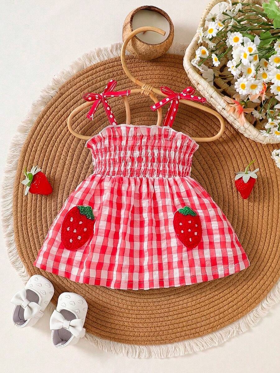 Baby Blue Plaid Floral Embroidered Cami Dress for Cute Spring and Summer Outings