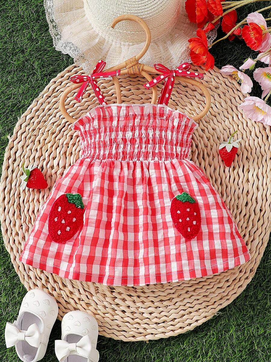 Baby Blue Plaid Floral Embroidered Cami Dress for Cute Spring and Summer Outings