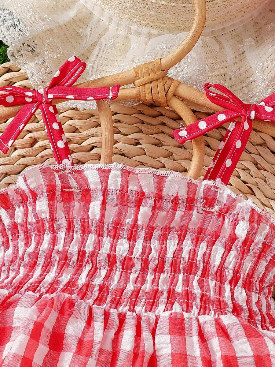 Baby Blue Plaid Floral Embroidered Cami Dress for Cute Spring and Summer Outings