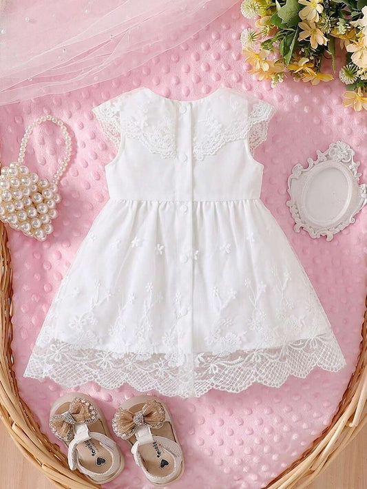 Baby Lace Collar Mesh Dress for Spring and Summer Celebrations and Photoshoots