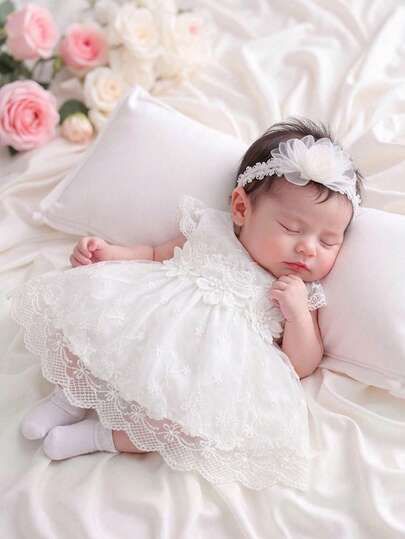 Baby Lace Collar Mesh Dress for Spring and Summer Celebrations and Photoshoots