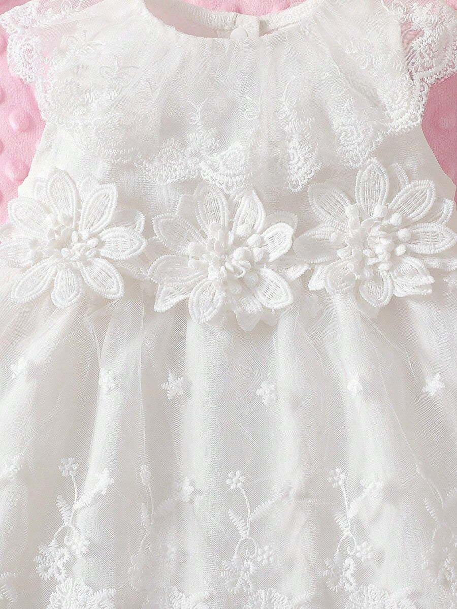 Baby Lace Collar Mesh Dress for Spring and Summer Celebrations and Photoshoots