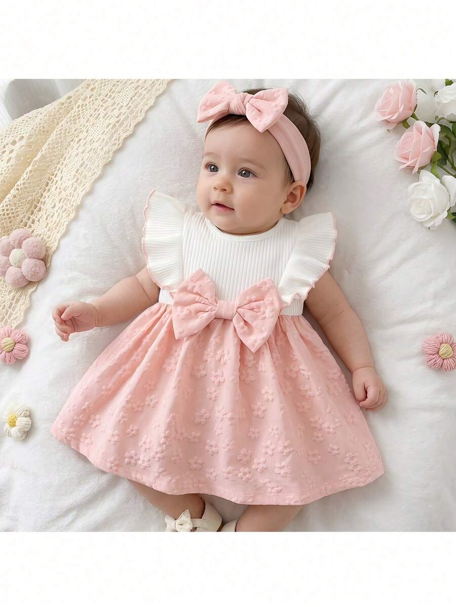 Baby Ditsy Floral Cinched Waist Dress for Cute Spring and Summer Wear