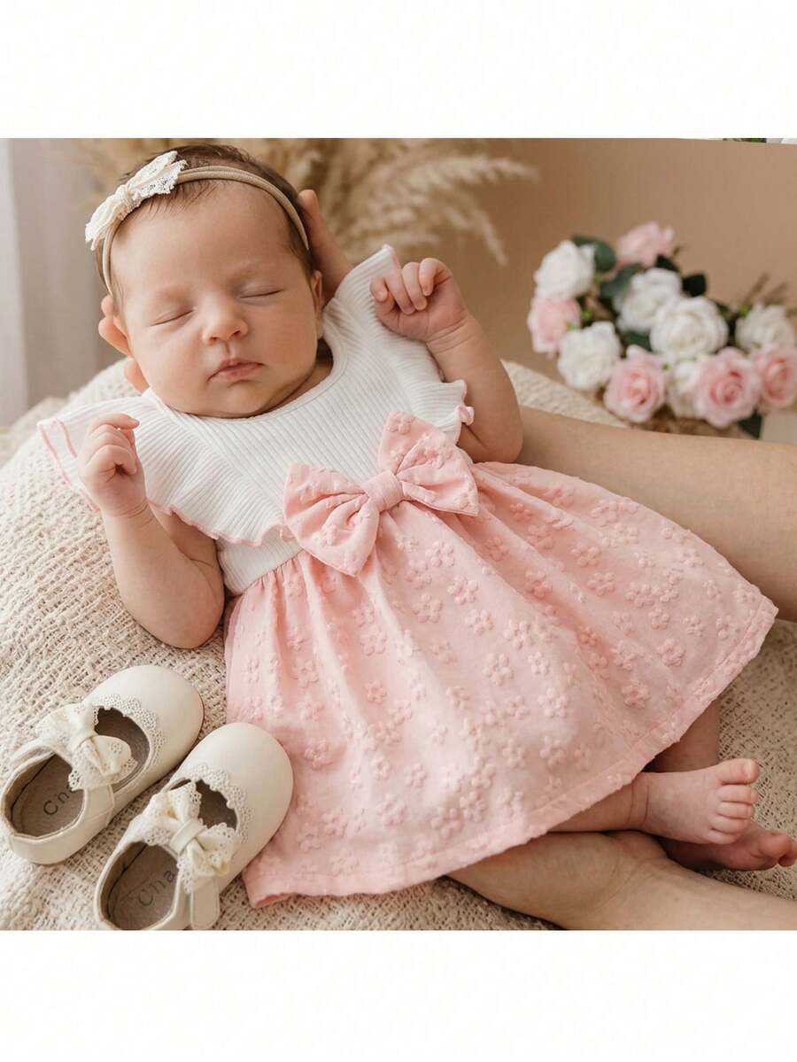 Baby Ditsy Floral Cinched Waist Dress for Cute Spring and Summer Wear