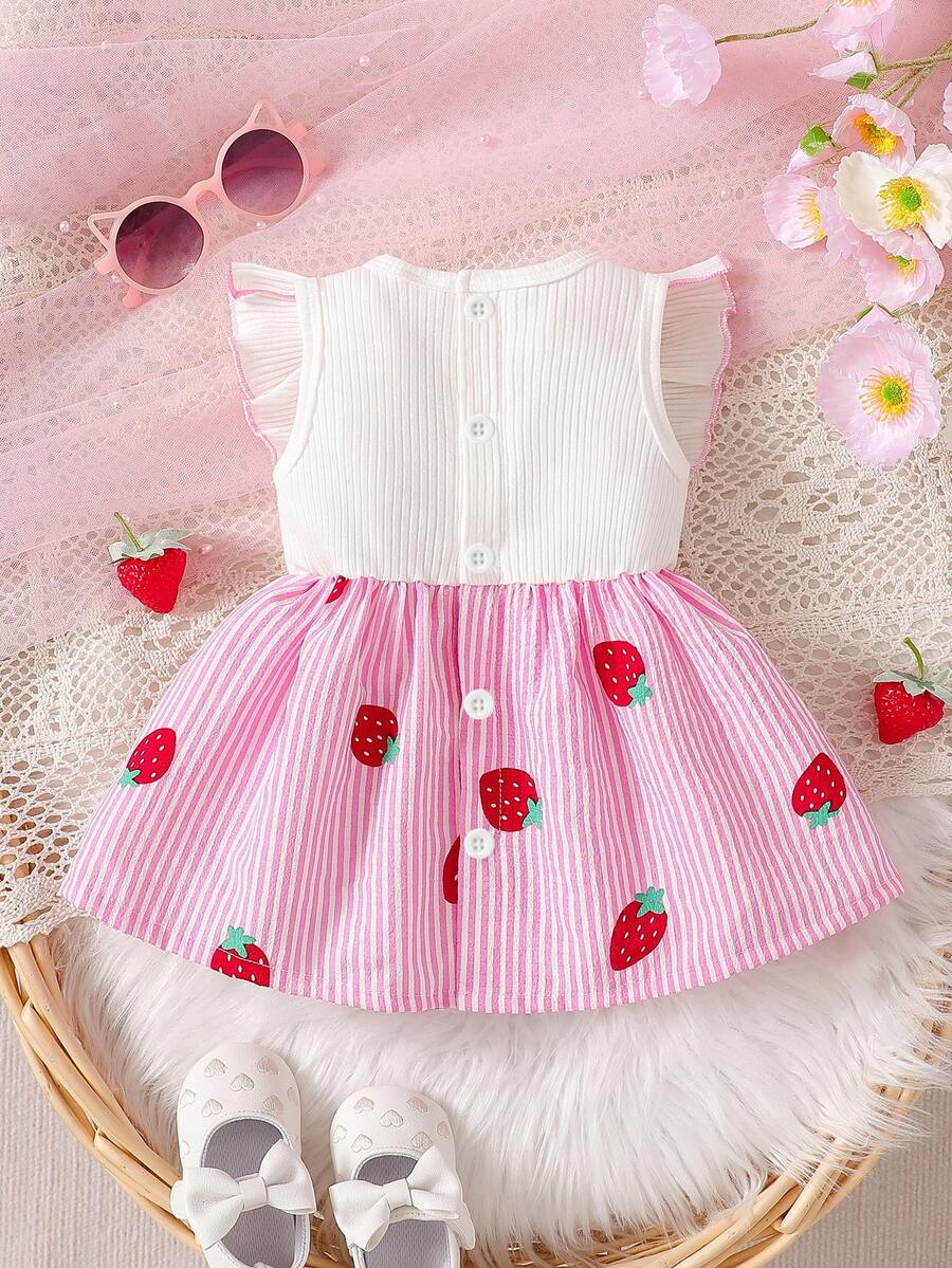 Baby Lace Collar Pink Bow Dress for Elegant Retro Summer Wear