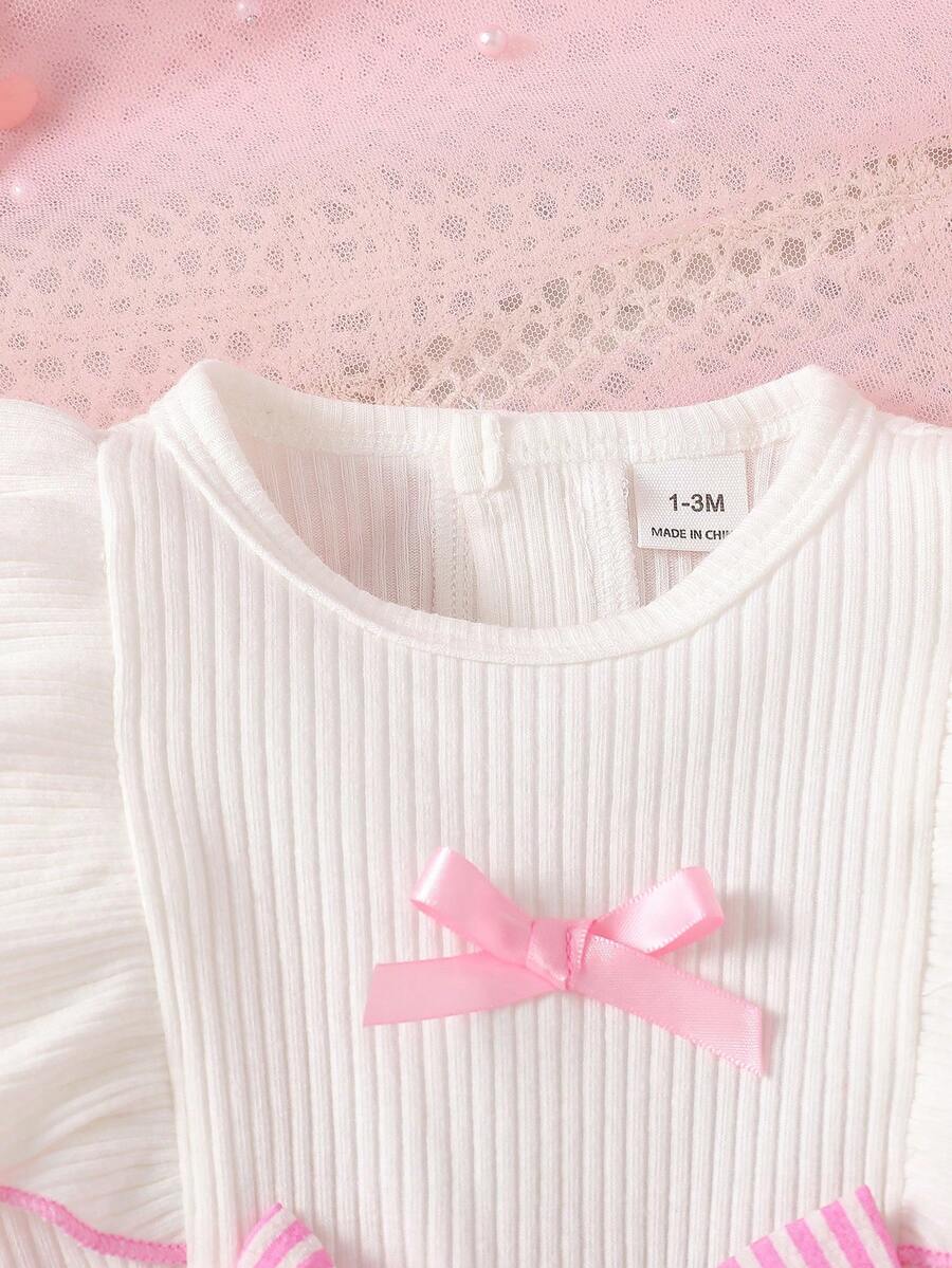 Baby Lace Collar Pink Bow Dress for Elegant Retro Summer Wear