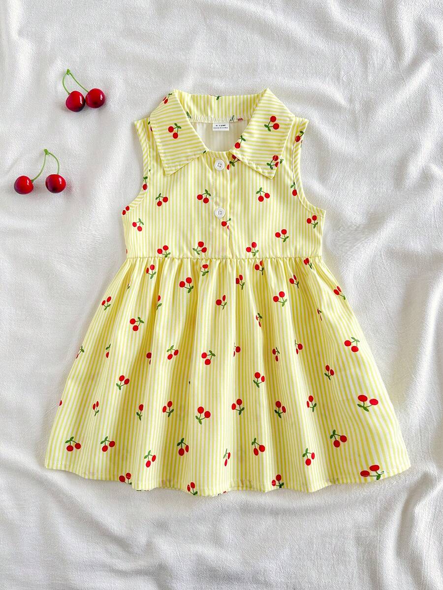 Kids Floral Print A-Line Dress With Bucket Hat Cute Summer Outing Clothing Set