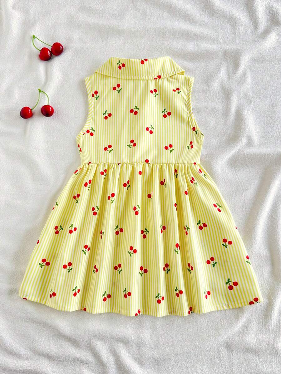 Kids Floral Print A-Line Dress With Bucket Hat Cute Summer Outing Clothing Set