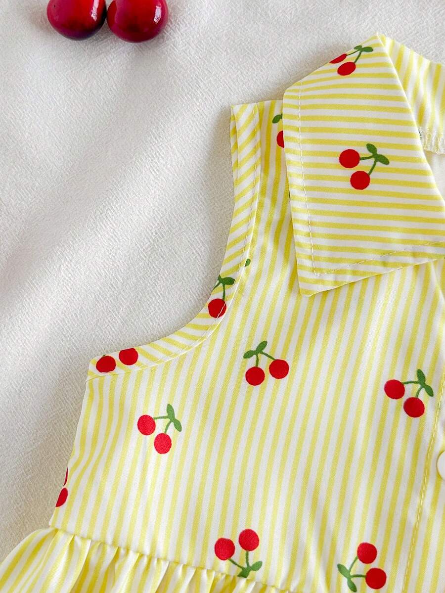 Kids Floral Print A-Line Dress With Bucket Hat Cute Summer Outing Clothing Set