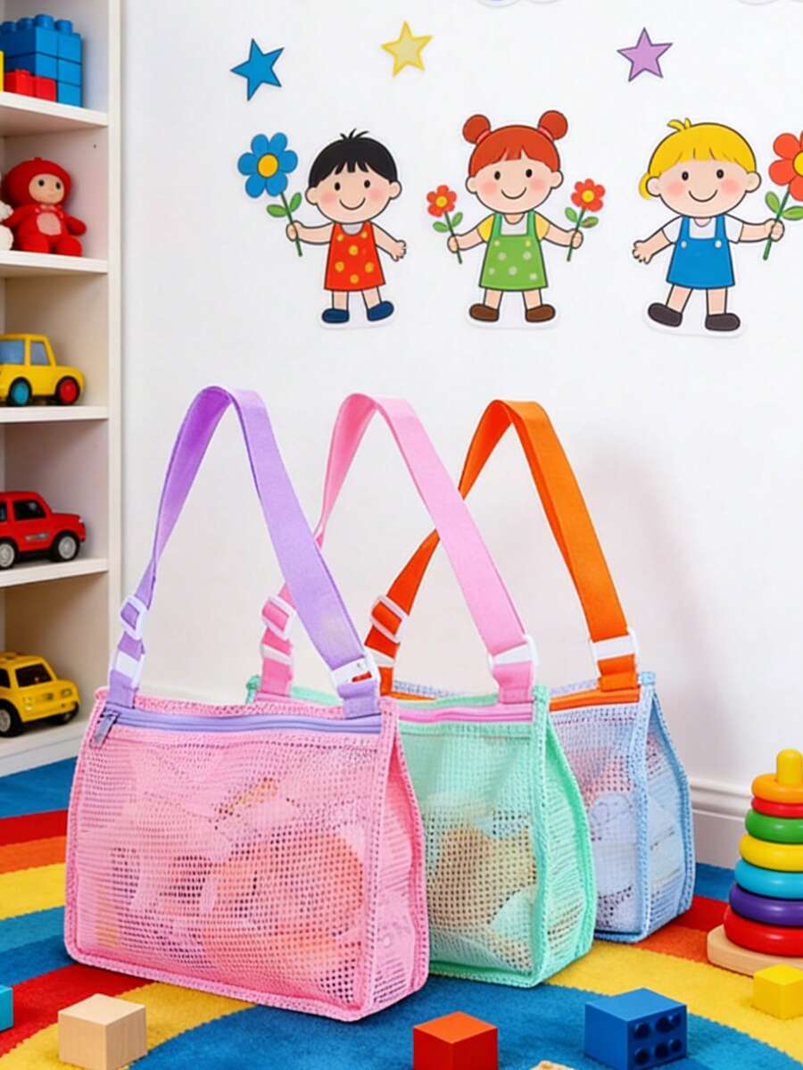 Reusable Beach Tote Bag Lightweight Multipurpose Toy Storage Diaper Bag for Travel and Family Outings