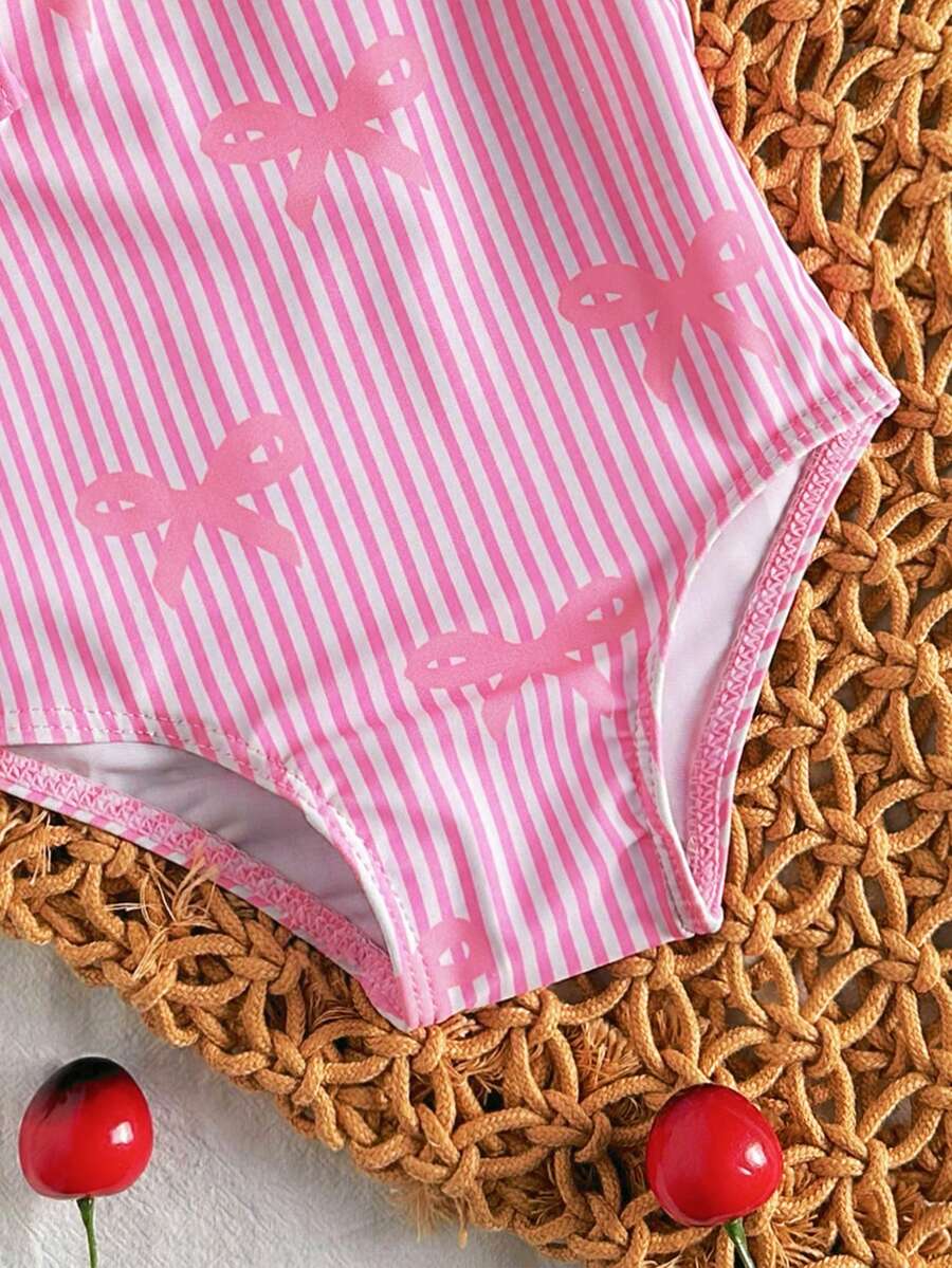 Baby Cherry Print Ruffle One-Piece Swimsuit for Vacation and Summer Play