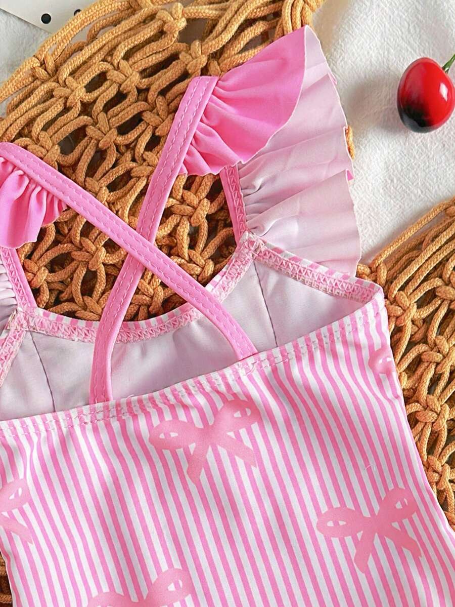 Baby Cherry Print Ruffle One-Piece Swimsuit for Vacation and Summer Play
