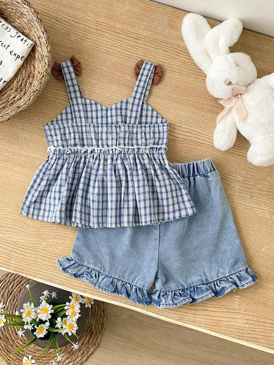 Cute Cherry Summer Clothing Set For Little Girls Party And Outing Style