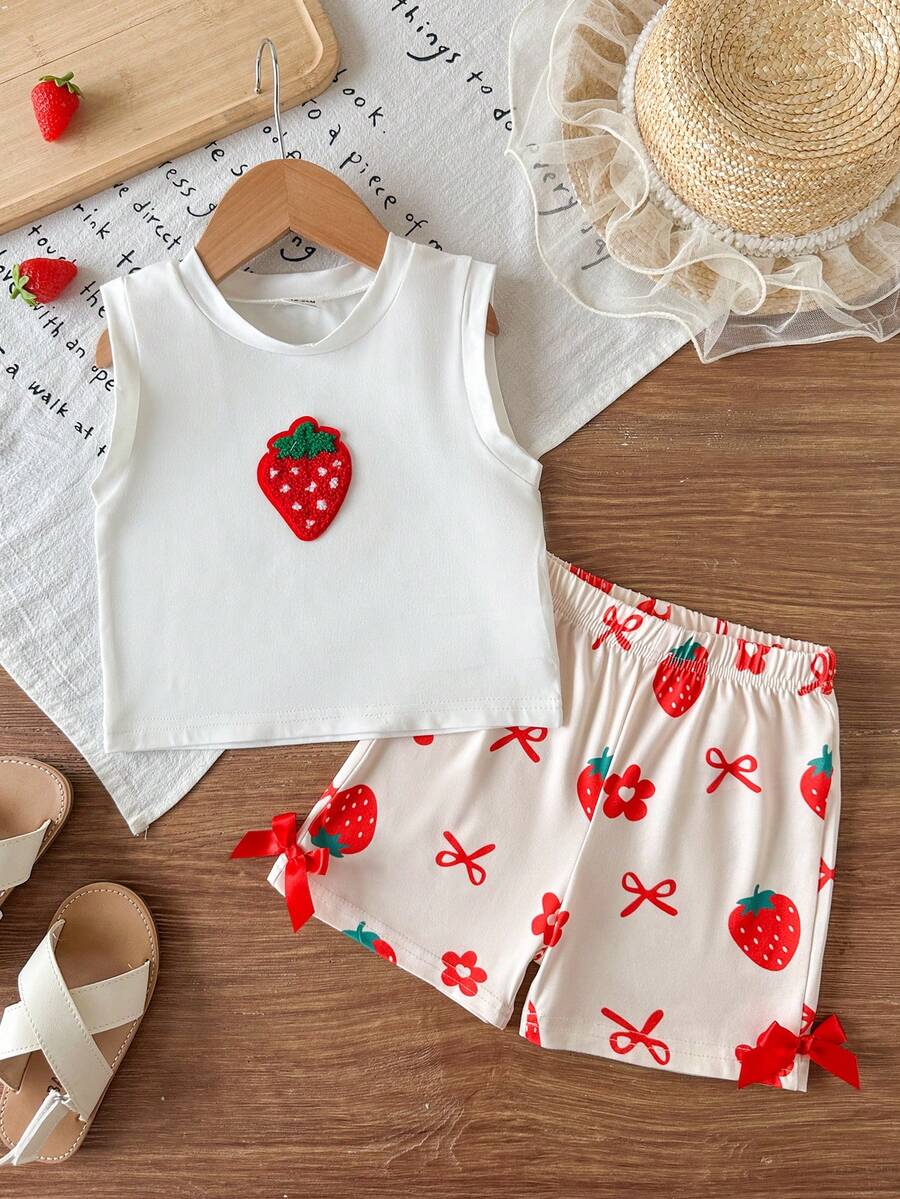Baby Girl 2pcs Summer Blue Textured Top & Plaid Shorts Outfit