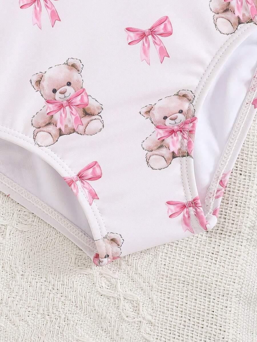 Baby Girl Strawberry Print Short Sleeve Swimsuit