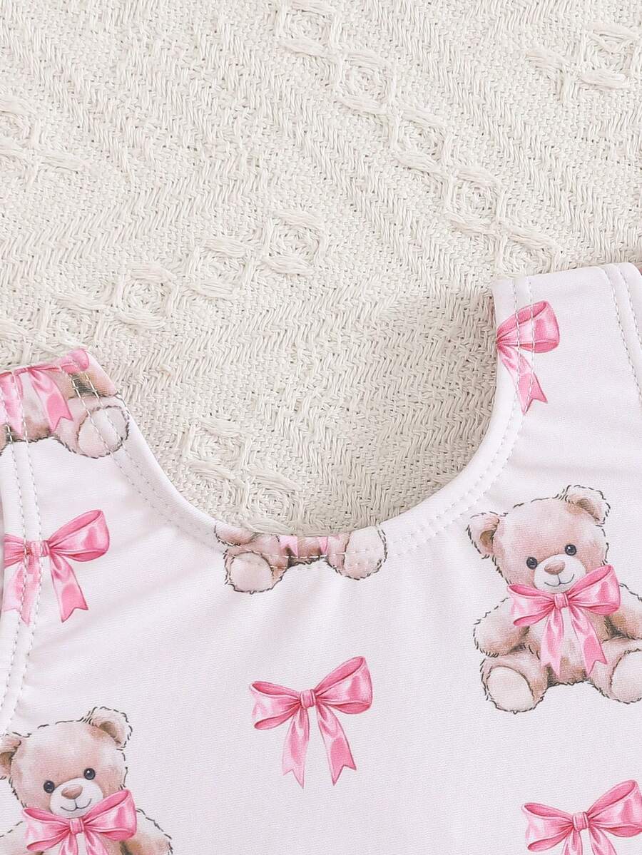 Baby Girl Strawberry Print Short Sleeve Swimsuit
