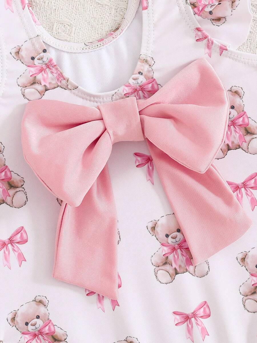 Baby Girl Strawberry Print Short Sleeve Swimsuit