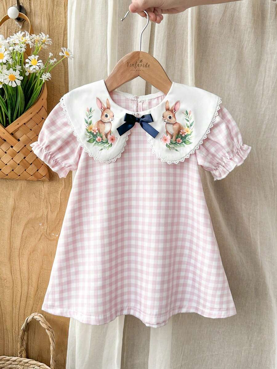 Infant Girl Peter Pan Collar Floral Embroidered Summer Dress for Casual Wear