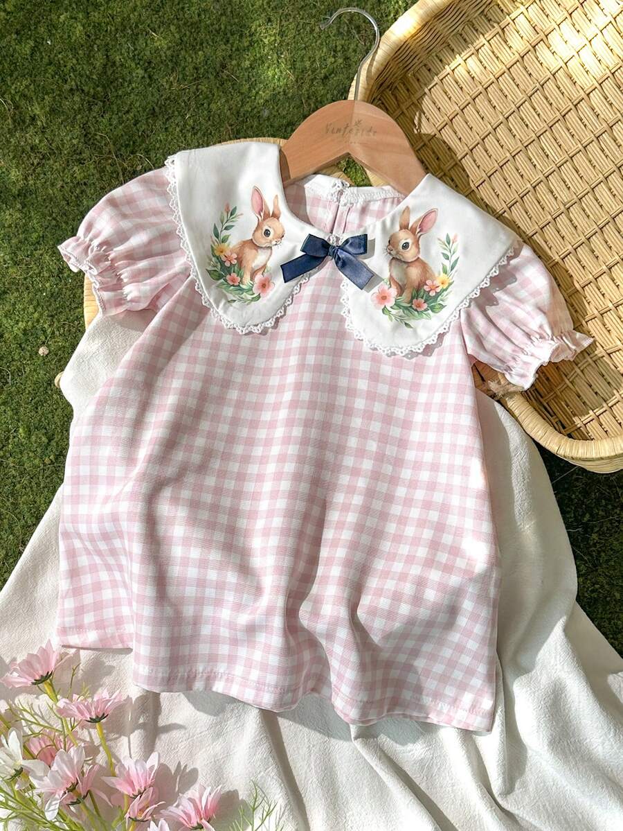 Infant Girl Peter Pan Collar Floral Embroidered Summer Dress for Casual Wear