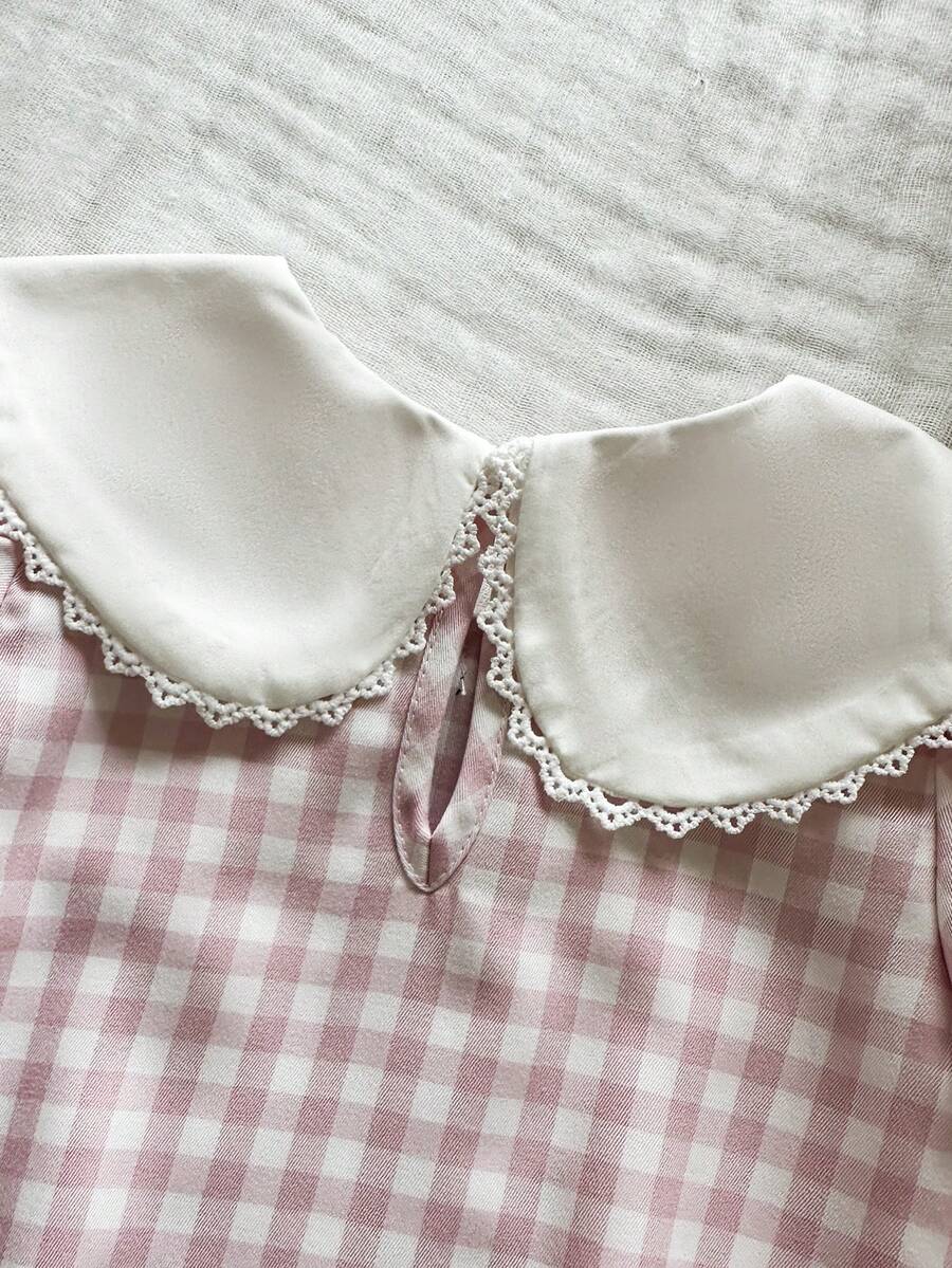 Infant Girl Peter Pan Collar Floral Embroidered Summer Dress for Casual Wear
