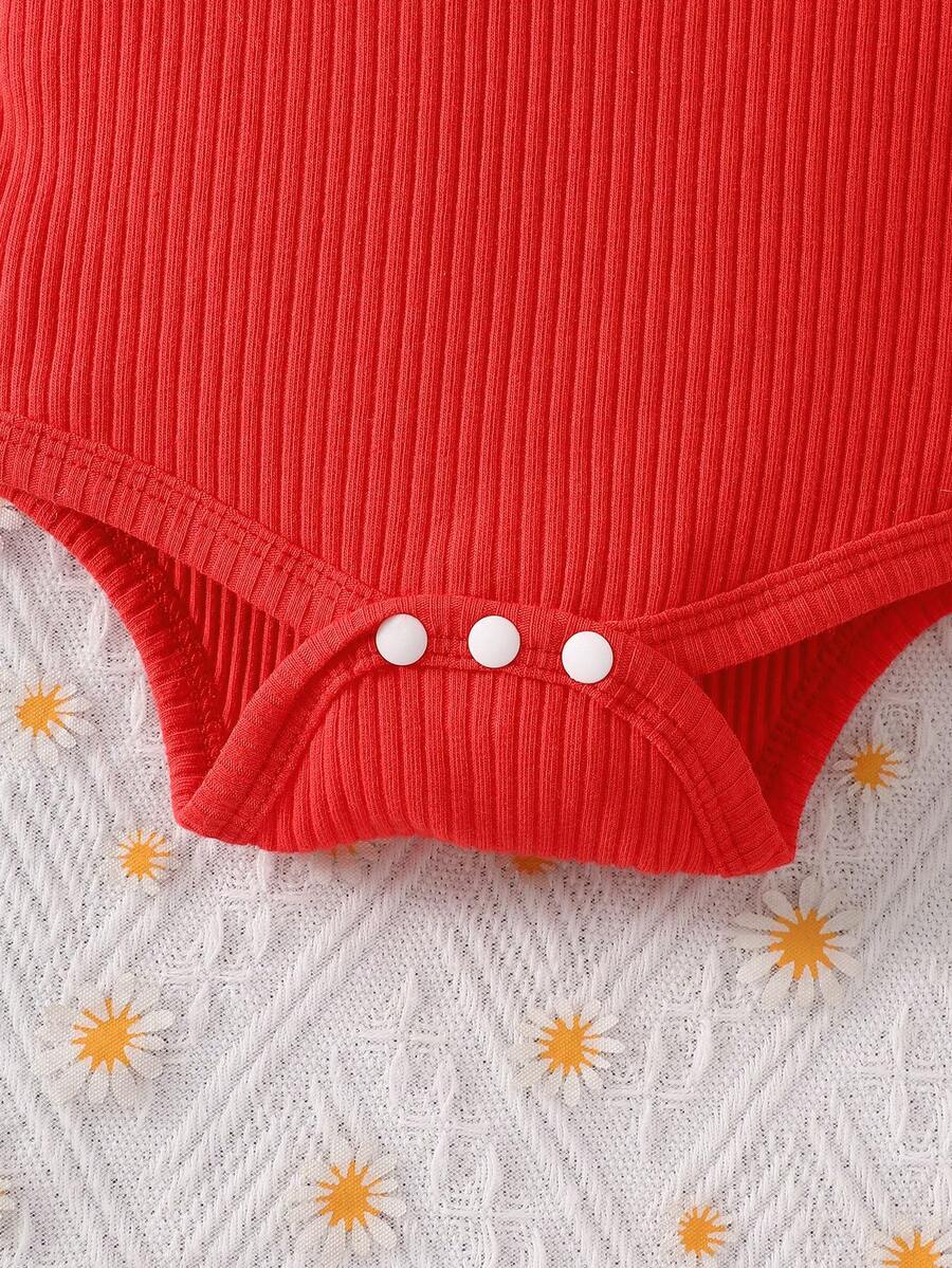 Baby Girl 2026 Summer 3pcs Buttoned Bodysuit and Lemon Skirt Set with Headband