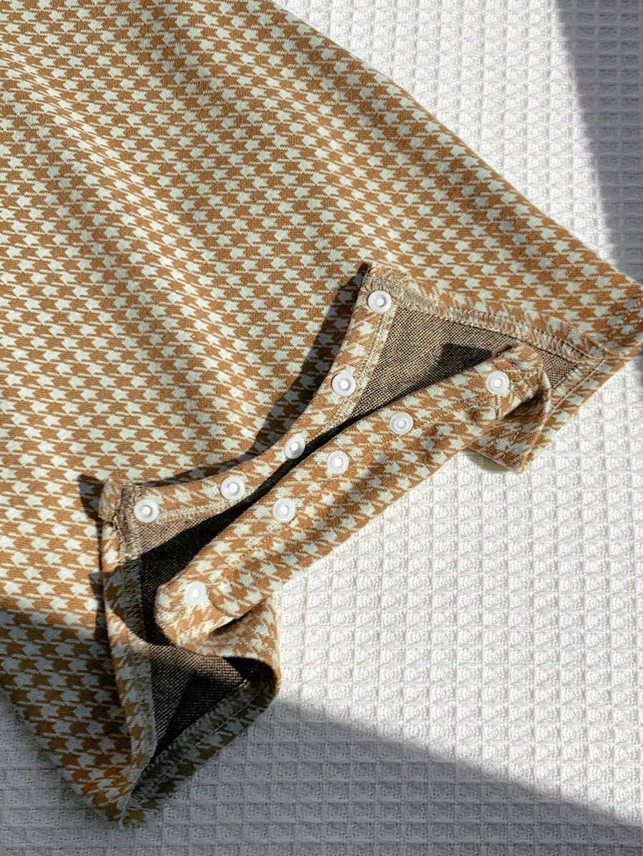 Unisex Newborn Baby Contrast Color Jacquard Polo Collar Half Zip Short Sleeve Jumpsuit Summer Outfit