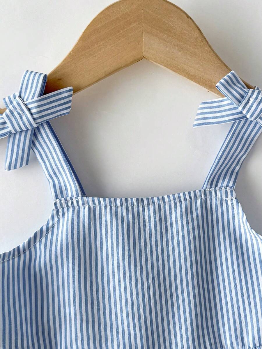 Little Girls Floral Print Sleeveless Dress With Bow Tie Waist Cute Summer Outfit