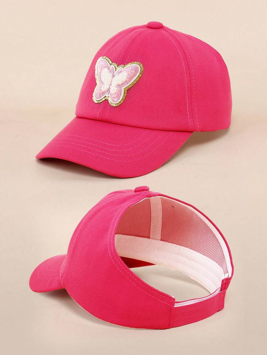 Butterfly Patch Ponytail Baseball Cap for Kids Summer Outdoor Wear