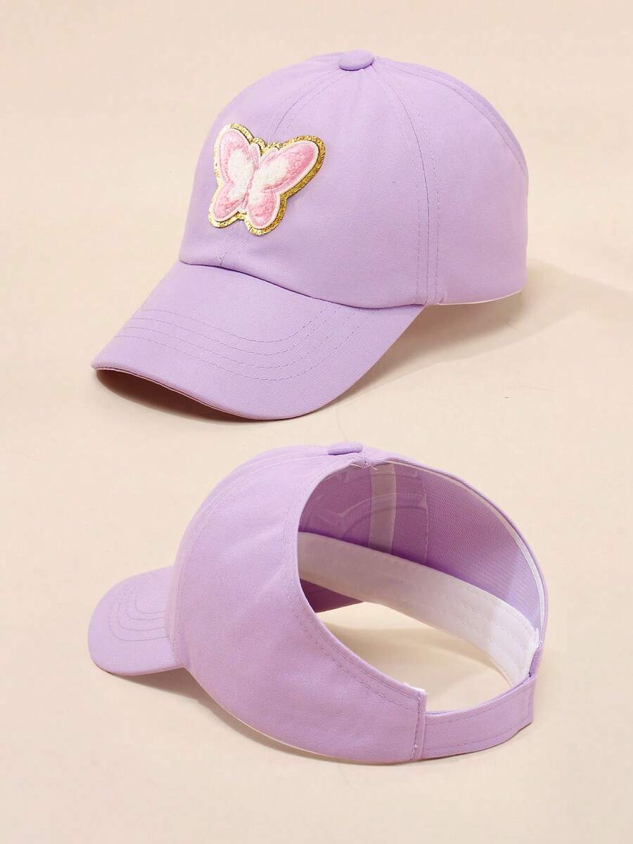 Butterfly Patch Ponytail Baseball Cap for Kids Summer Outdoor Wear