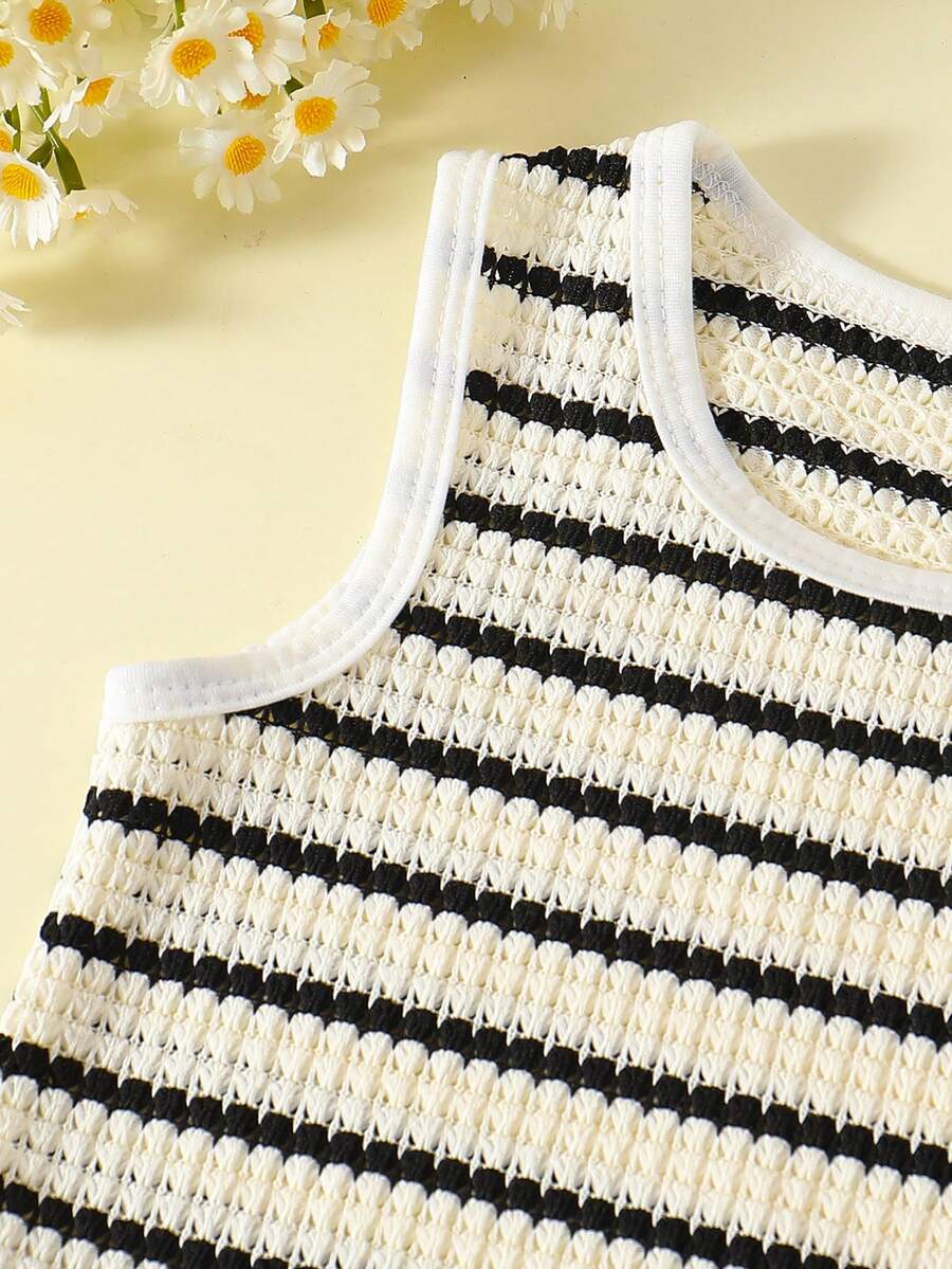 Two Piece Summer Clothing Set For Kids Girls Floral Knit Top And Shorts