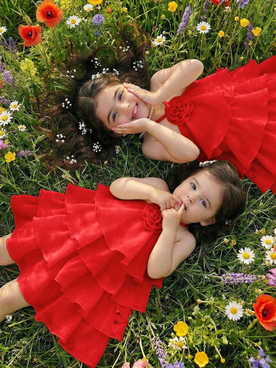 Toddler Girls Sleeveless Floral Sundress With Ruffle Detail Cute Party Wear