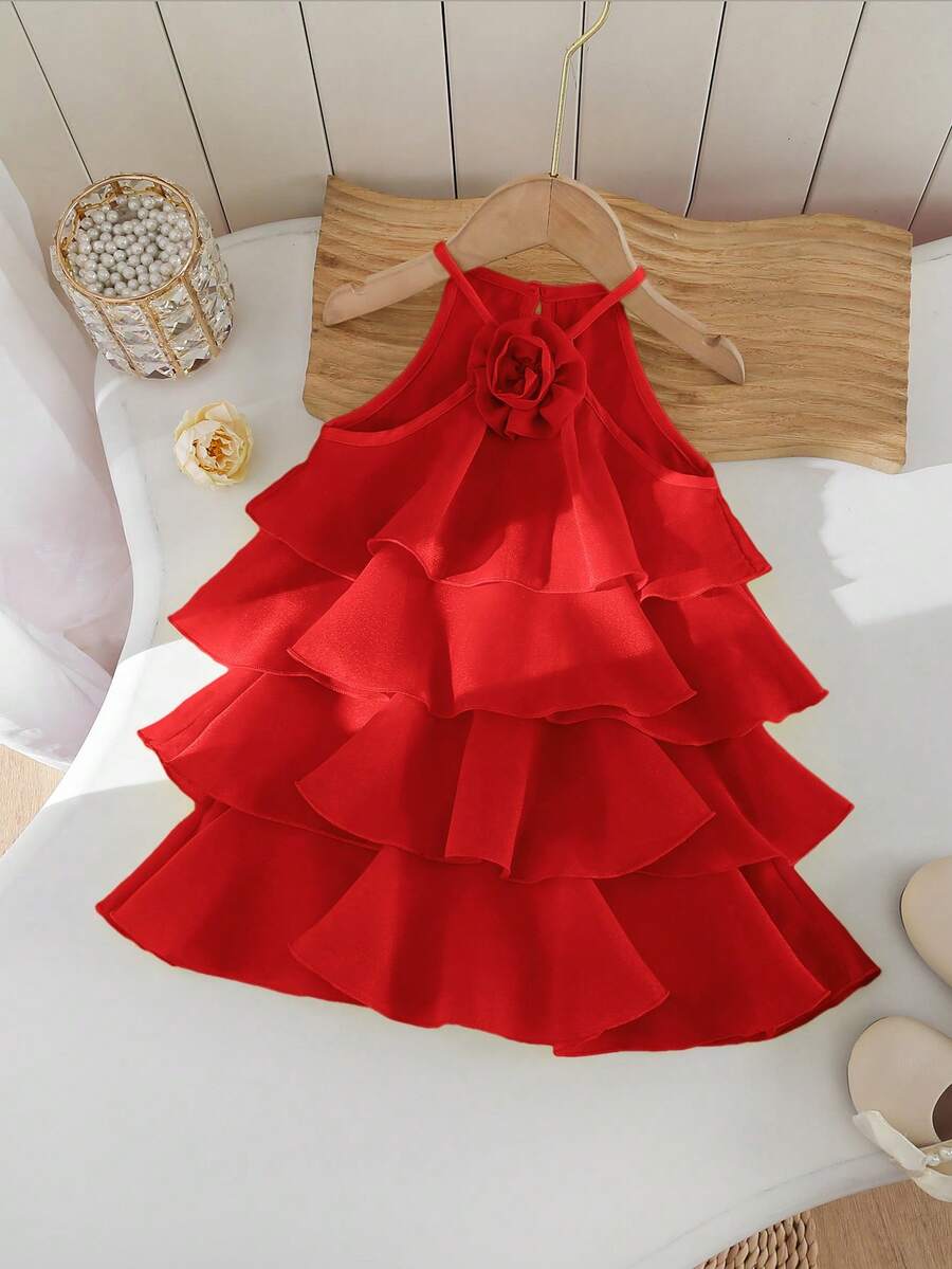 Toddler Girls Sleeveless Floral Sundress With Ruffle Detail Cute Party Wear