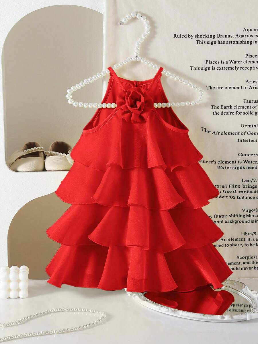 Toddler Girls Sleeveless Floral Sundress With Ruffle Detail Cute Party Wear