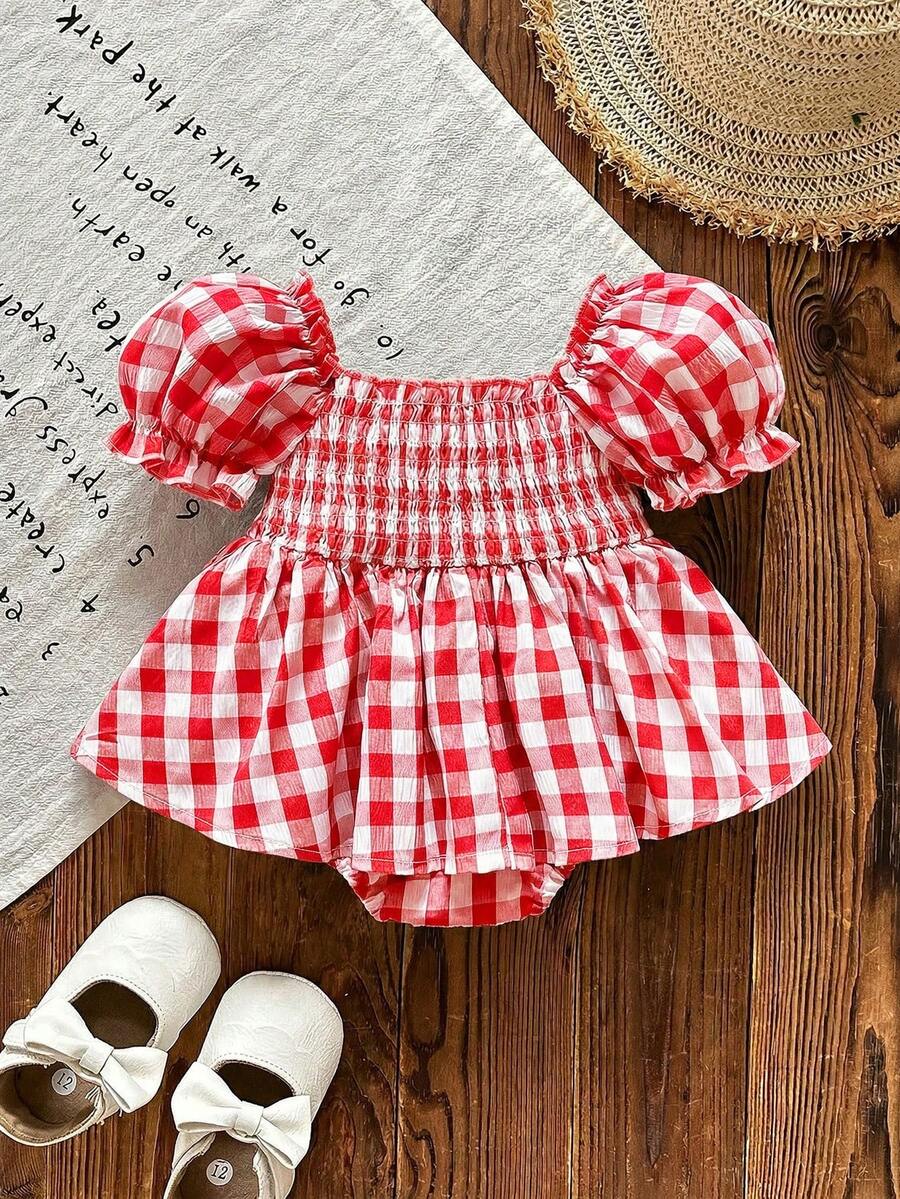 Toddler Striped Rib-Knit Short Sleeve Bodysuit - Casual College Style Summer Vacation Romper