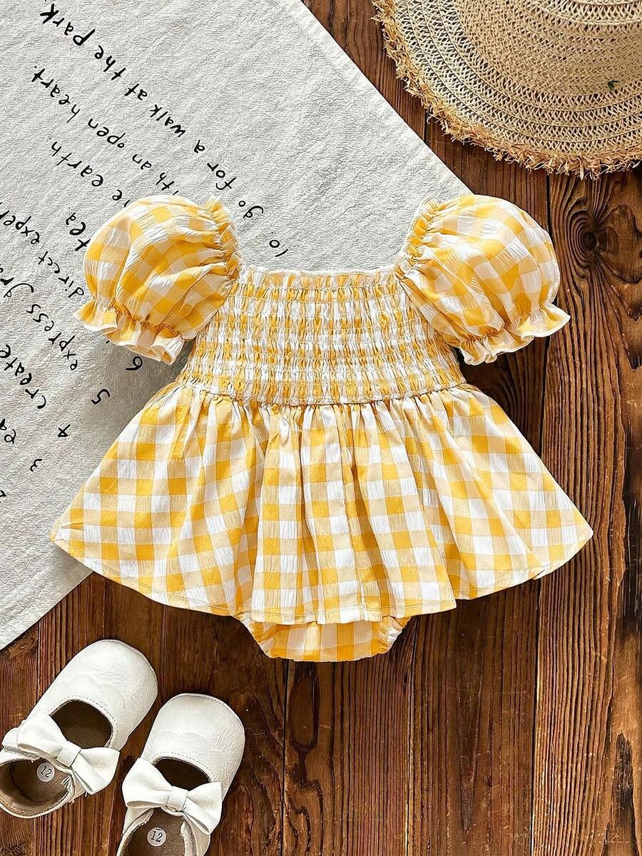 Toddler Striped Rib-Knit Short Sleeve Bodysuit - Casual College Style Summer Vacation Romper
