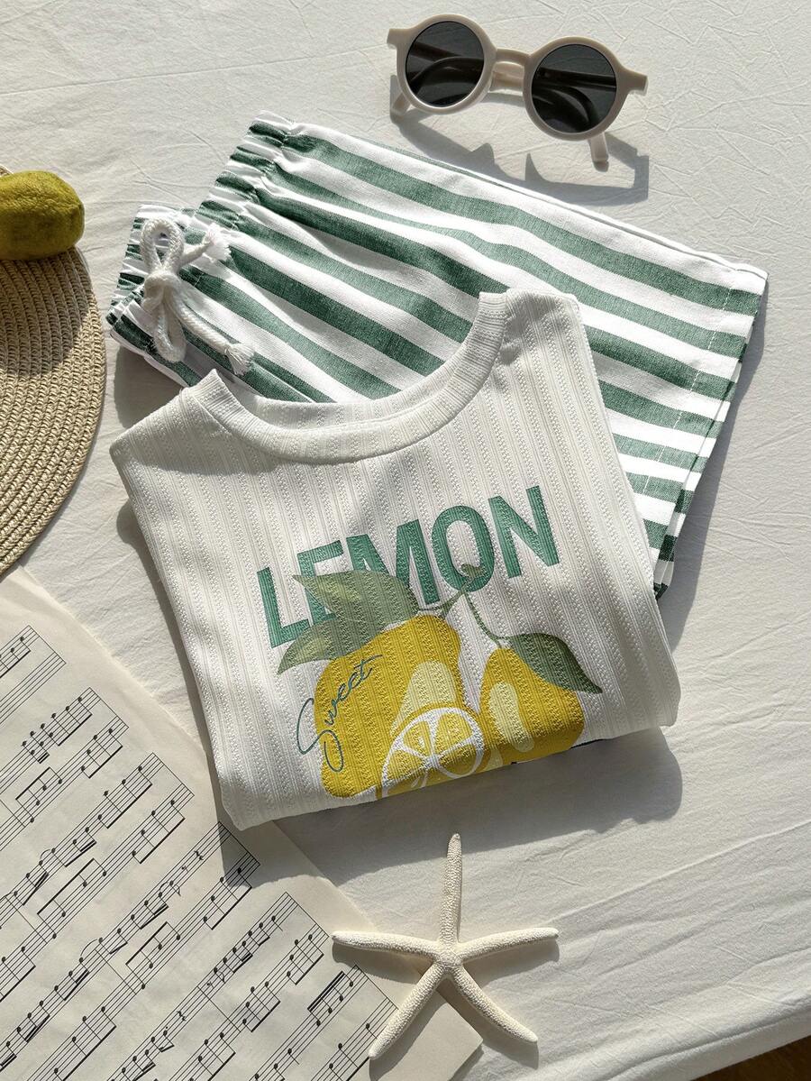 Baby Boy Animal Crayon Print T Shirt and Knitted Shorts 2 Piece Casual Spring Summer Outfit Set