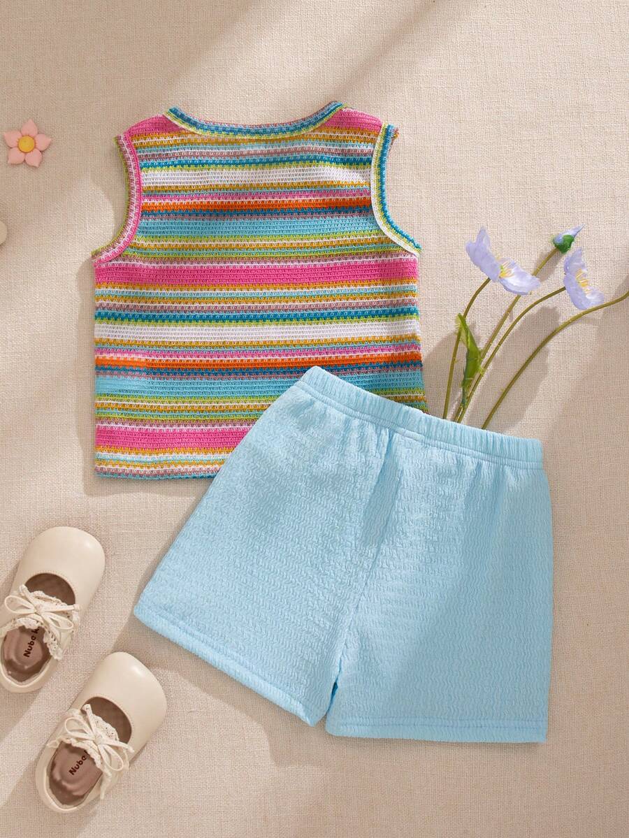 Sweet Style Strawberry Print Top & Shorts 2-Piece Set for Toddler Girls