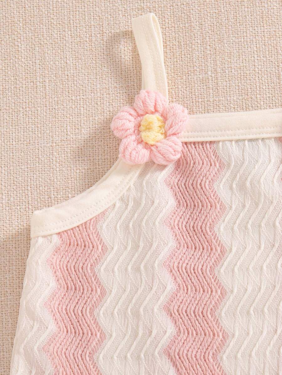 Striped Knit Camisole And Shorts Set For Baby Girls Summer Vacation Wear