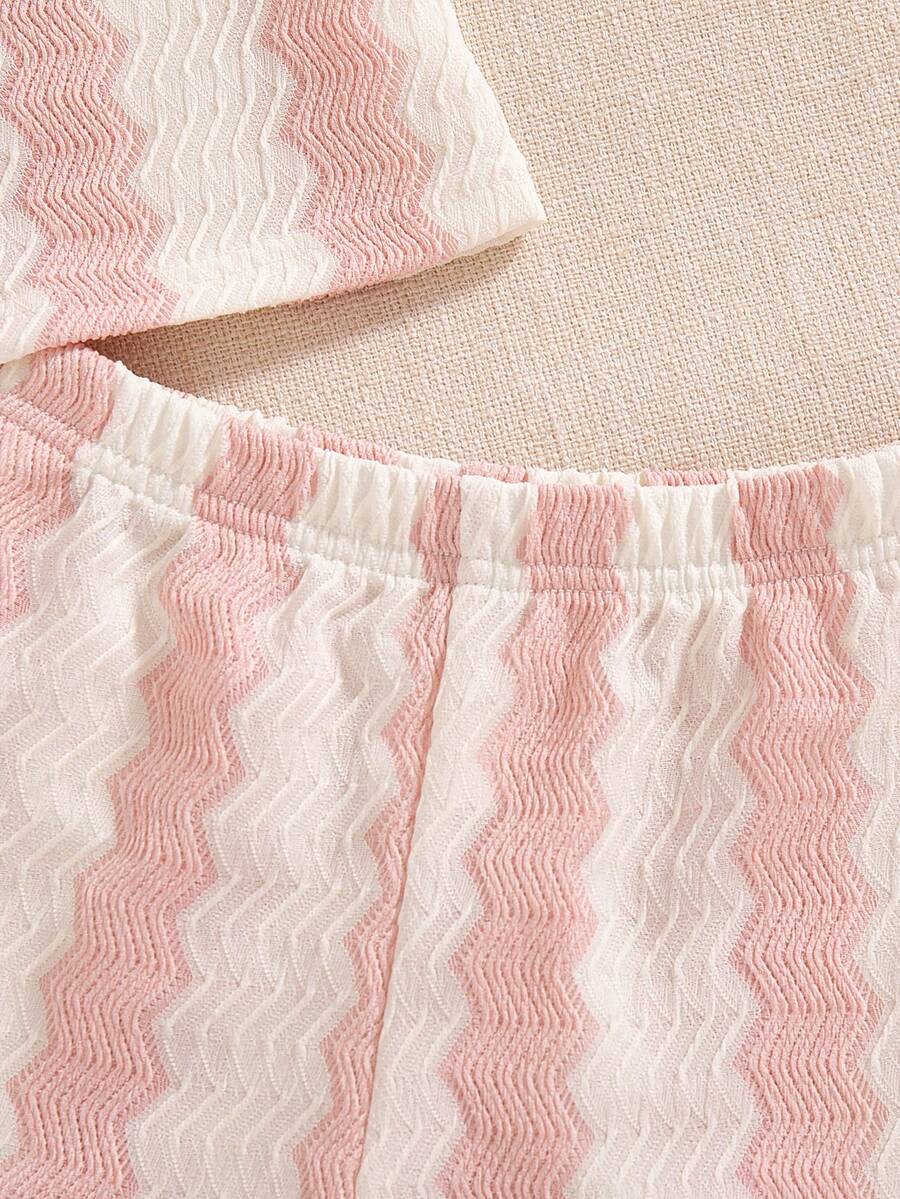 Striped Knit Camisole And Shorts Set For Baby Girls Summer Vacation Wear