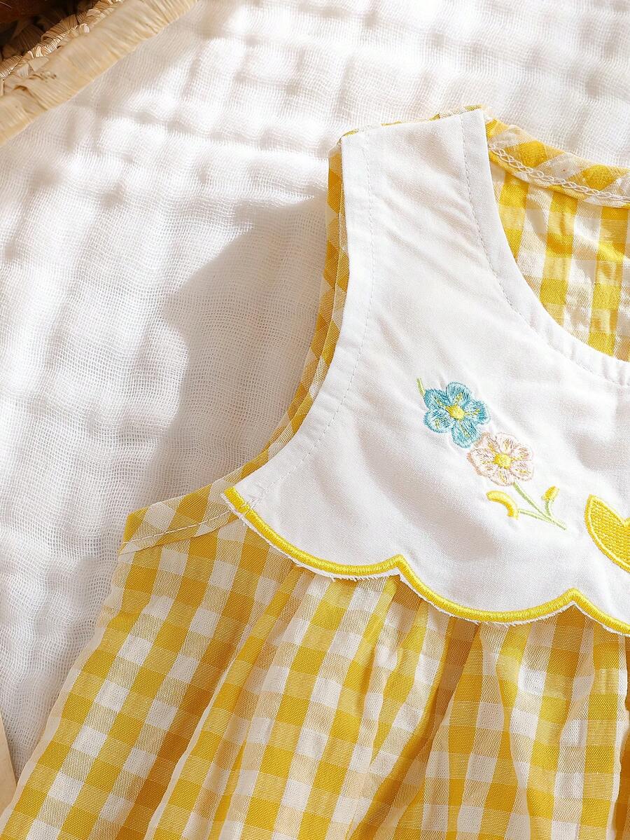 Sleeveless Long Dress with Embroidered Cartoon Duck for Toddler Girls