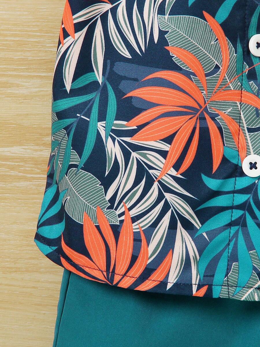 Toddler Boys' Summer Vacation Outfit: Tropical Plant Short Sleeve Set